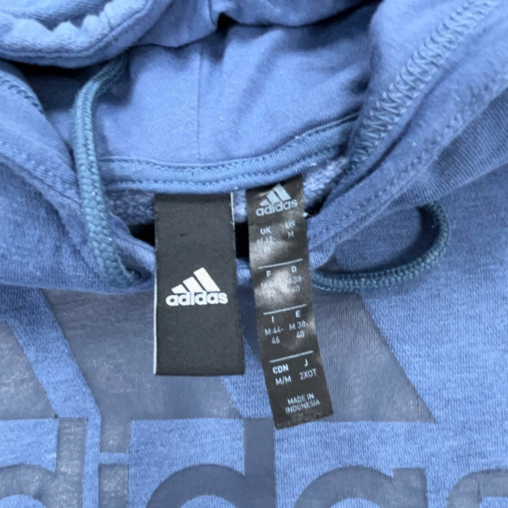 Adidas Hoodie Women Medium Blue White Sweatshirt Sweater Spell Out Logo * - Picture 9 of 14